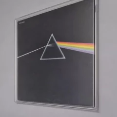 Cadre vinyle en plexiglas transparent avec disque 33 tours – présentation murale haut de gamme